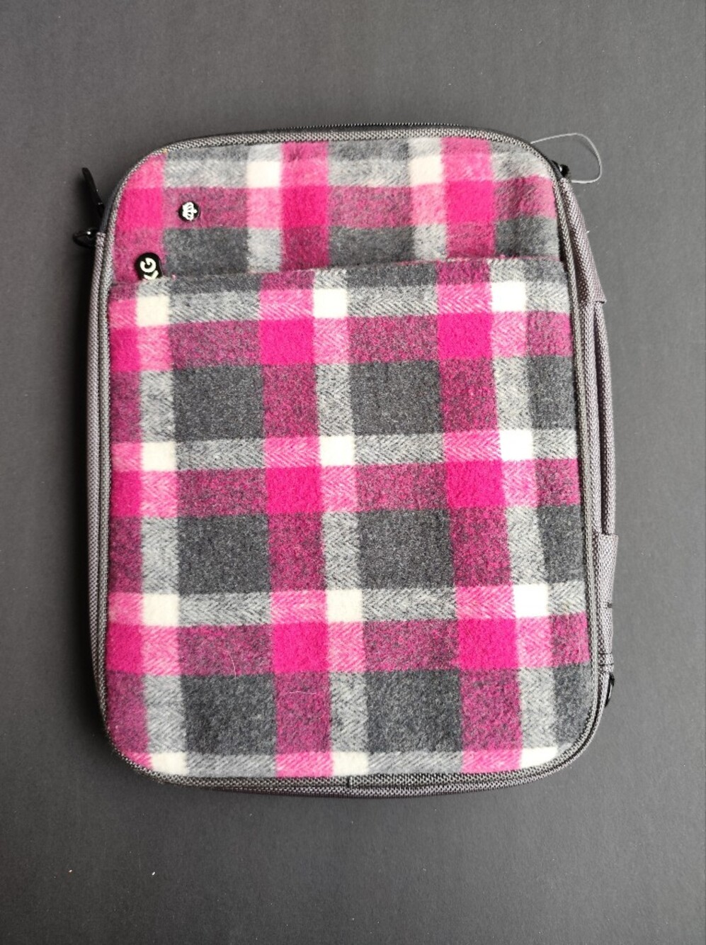 PKG Pink & Gray Plaid Tablet Sleeve